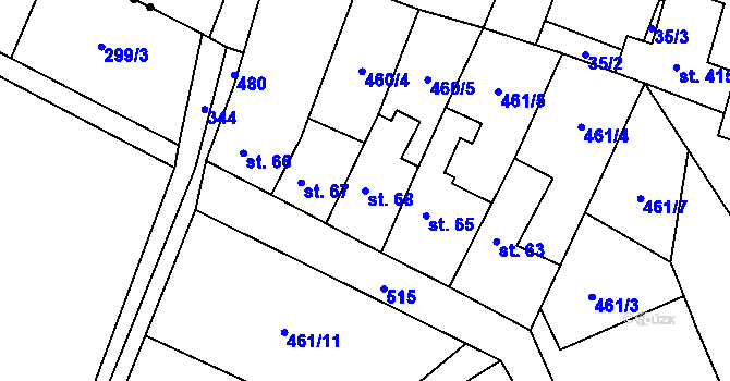 Parcela st. 68 v KÚ Úžice u Kralup nad Vltavou, Katastrální mapa