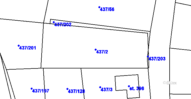 Parcela st. 437/2 v KÚ Úžice u Kralup nad Vltavou, Katastrální mapa