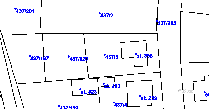 Parcela st. 437/3 v KÚ Úžice u Kralup nad Vltavou, Katastrální mapa