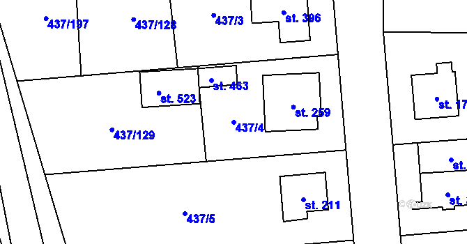 Parcela st. 437/4 v KÚ Úžice u Kralup nad Vltavou, Katastrální mapa