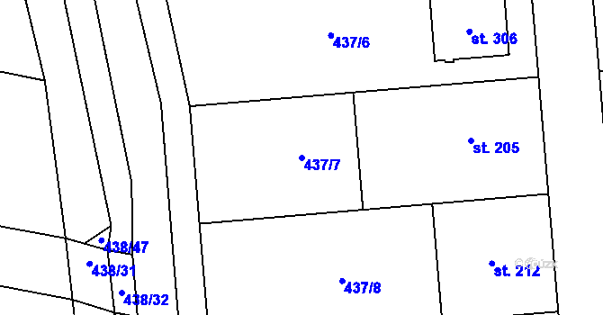 Parcela st. 437/7 v KÚ Úžice u Kralup nad Vltavou, Katastrální mapa