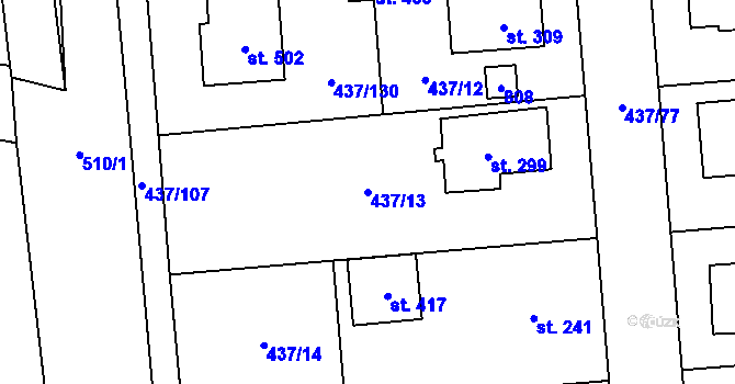 Parcela st. 437/13 v KÚ Úžice u Kralup nad Vltavou, Katastrální mapa