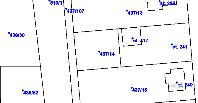 Parcela st. 437/14 v KÚ Úžice u Kralup nad Vltavou, Katastrální mapa