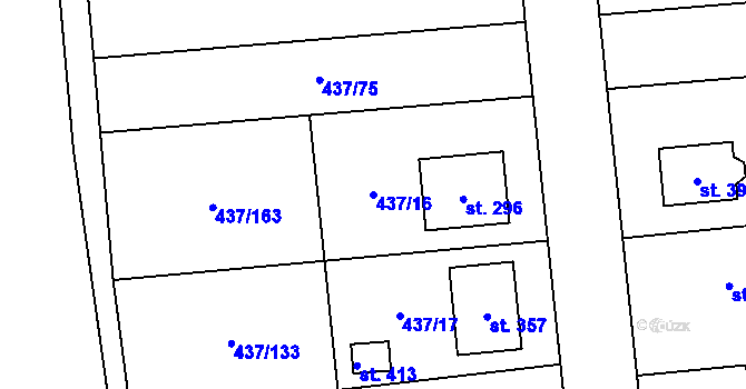Parcela st. 437/16 v KÚ Úžice u Kralup nad Vltavou, Katastrální mapa