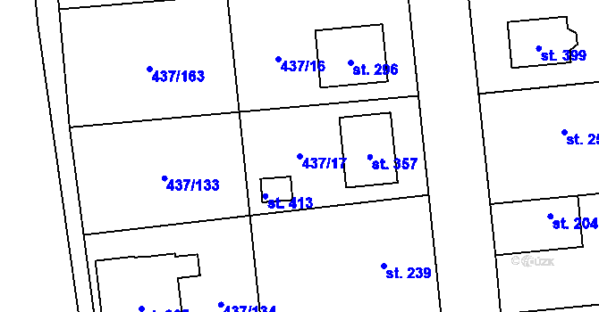 Parcela st. 437/17 v KÚ Úžice u Kralup nad Vltavou, Katastrální mapa