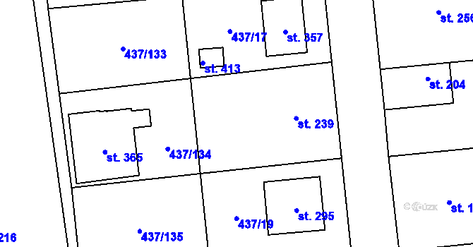 Parcela st. 437/18 v KÚ Úžice u Kralup nad Vltavou, Katastrální mapa