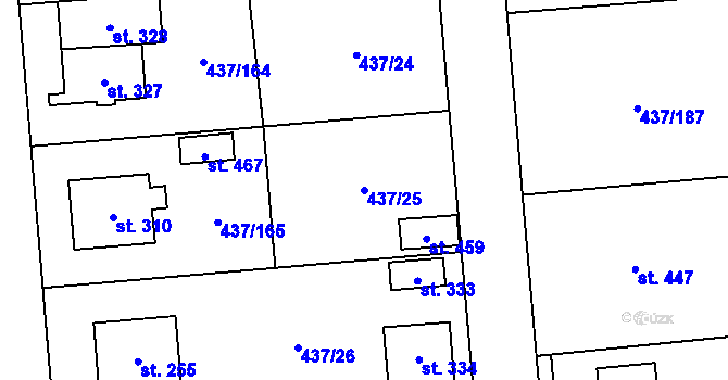 Parcela st. 437/25 v KÚ Úžice u Kralup nad Vltavou, Katastrální mapa