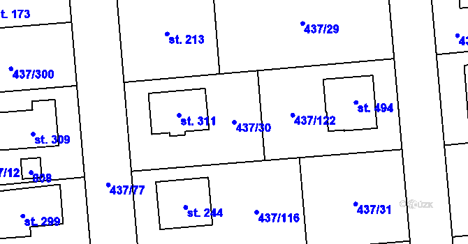 Parcela st. 437/30 v KÚ Úžice u Kralup nad Vltavou, Katastrální mapa