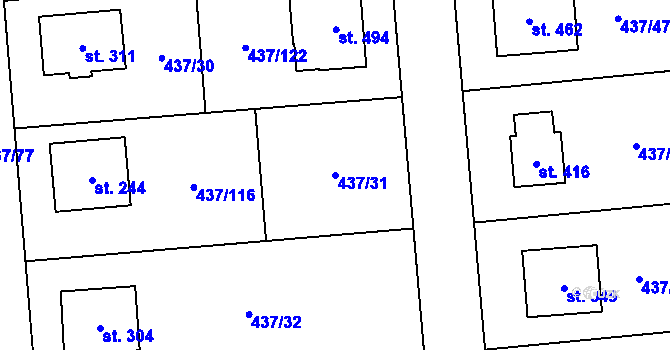 Parcela st. 437/31 v KÚ Úžice u Kralup nad Vltavou, Katastrální mapa