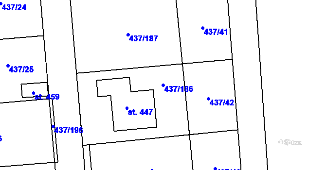 Parcela st. 437/186 v KÚ Úžice u Kralup nad Vltavou, Katastrální mapa