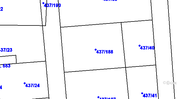 Parcela st. 437/188 v KÚ Úžice u Kralup nad Vltavou, Katastrální mapa