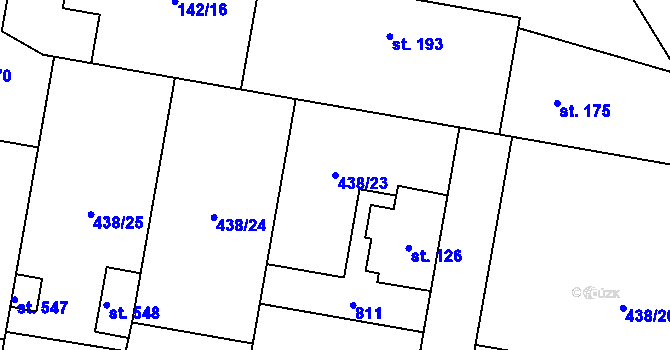 Parcela st. 438/23 v KÚ Úžice u Kralup nad Vltavou, Katastrální mapa