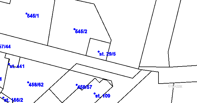 Parcela st. 29/5 v KÚ Úžice u Kralup nad Vltavou, Katastrální mapa