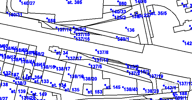 Parcela st. 137/8 v KÚ Úžice u Kralup nad Vltavou, Katastrální mapa