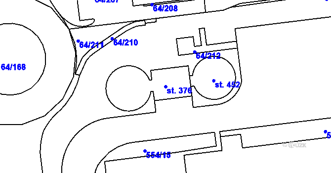 Parcela st. 376 v KÚ Úžice u Kralup nad Vltavou, Katastrální mapa