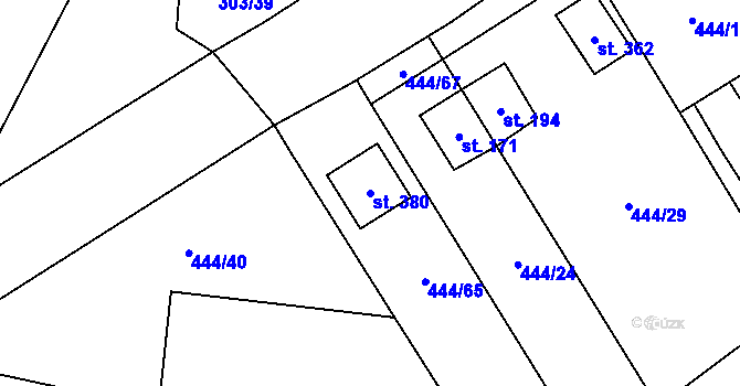Parcela st. 380 v KÚ Úžice u Kralup nad Vltavou, Katastrální mapa