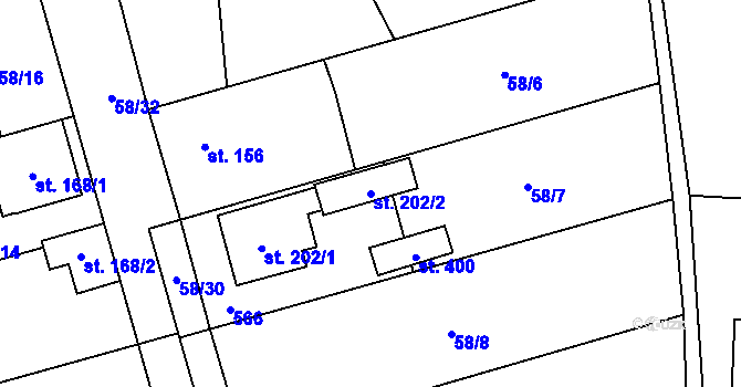 Parcela st. 202/2 v KÚ Úžice u Kralup nad Vltavou, Katastrální mapa