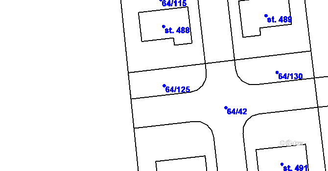 Parcela st. 64/125 v KÚ Úžice u Kralup nad Vltavou, Katastrální mapa