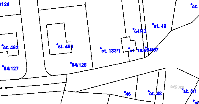 Parcela st. 183/1 v KÚ Úžice u Kralup nad Vltavou, Katastrální mapa