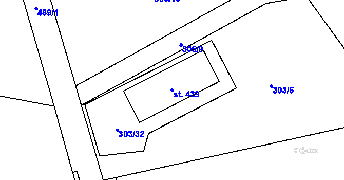 Parcela st. 439 v KÚ Úžice u Kralup nad Vltavou, Katastrální mapa