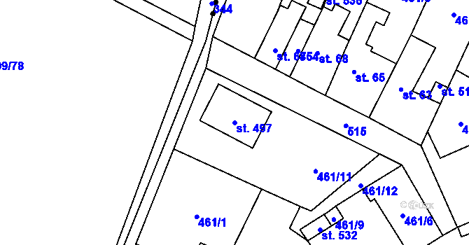 Parcela st. 497 v KÚ Úžice u Kralup nad Vltavou, Katastrální mapa