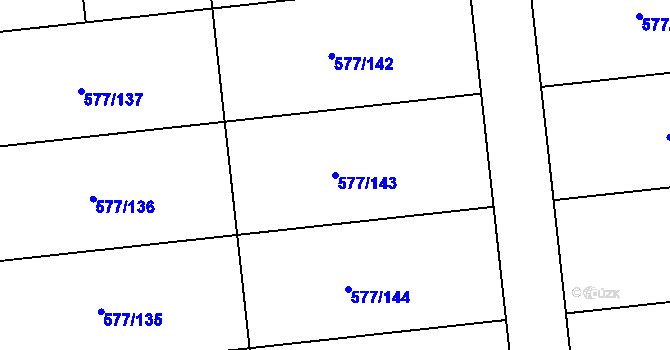 Parcela st. 577/143 v KÚ Úžice u Kralup nad Vltavou, Katastrální mapa