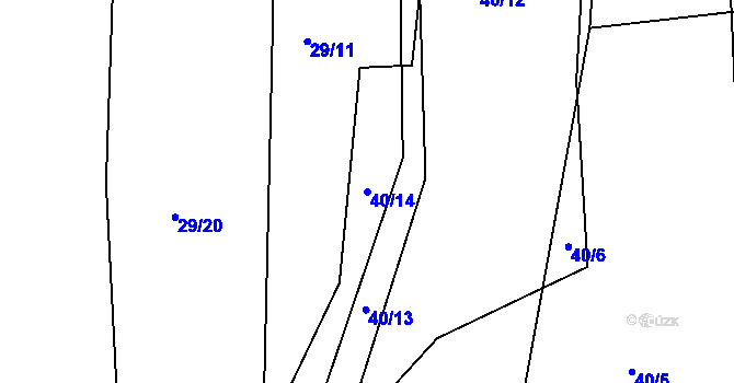 Parcela st. 40/14 v KÚ Dělouš, Katastrální mapa
