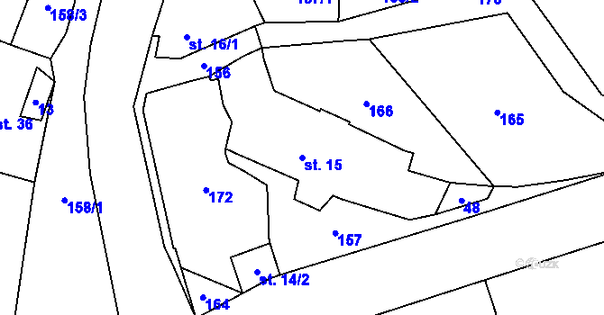 Parcela st. 15 v KÚ Vacanovice, Katastrální mapa
