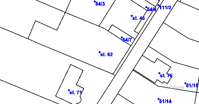 Parcela st. 62 v KÚ Vacanovice, Katastrální mapa