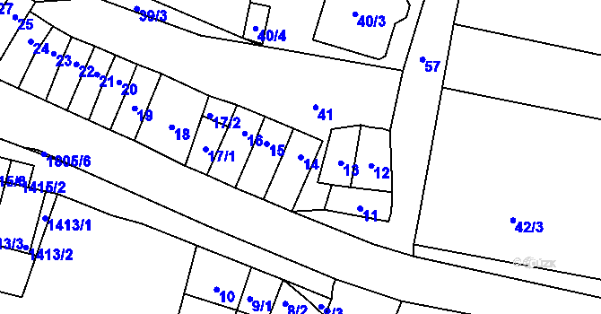 Parcela st. 14 v KÚ Vacenovice u Kyjova, Katastrální mapa