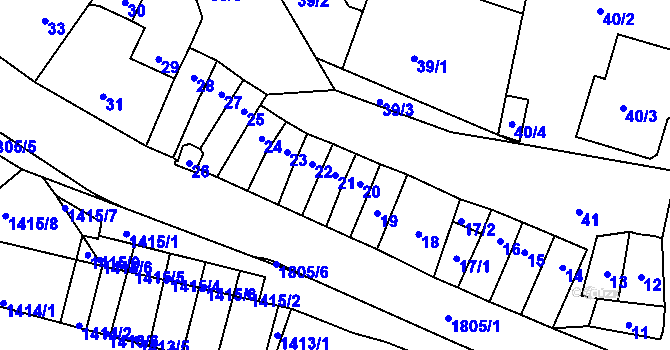 Parcela st. 21 v KÚ Vacenovice u Kyjova, Katastrální mapa