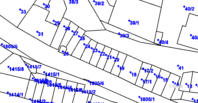 Parcela st. 22 v KÚ Vacenovice u Kyjova, Katastrální mapa