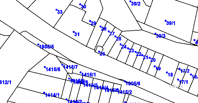 Parcela st. 26 v KÚ Vacenovice u Kyjova, Katastrální mapa