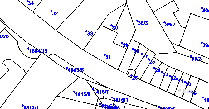 Parcela st. 31 v KÚ Vacenovice u Kyjova, Katastrální mapa