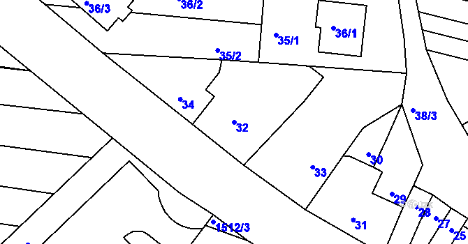 Parcela st. 32 v KÚ Vacenovice u Kyjova, Katastrální mapa
