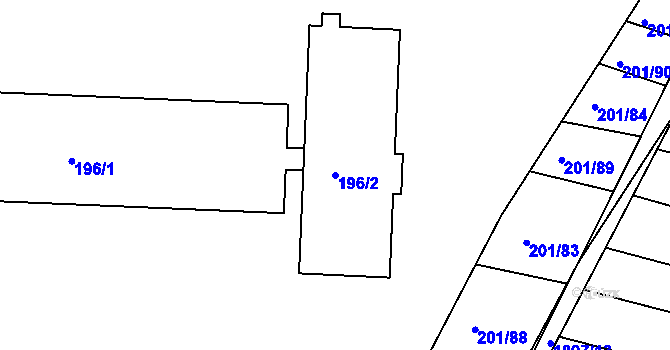 Parcela st. 196/2 v KÚ Vacenovice u Kyjova, Katastrální mapa