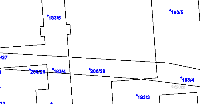 Parcela st. 200/33 v KÚ Vacenovice u Kyjova, Katastrální mapa