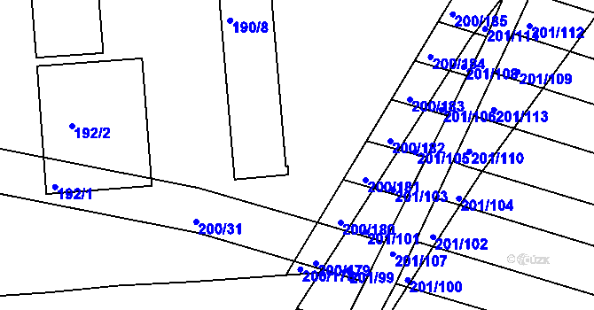 Parcela st. 200/40 v KÚ Vacenovice u Kyjova, Katastrální mapa