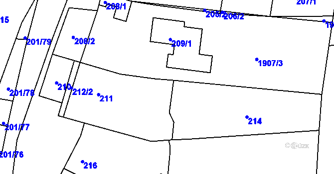 Parcela st. 215 v KÚ Vacenovice u Kyjova, Katastrální mapa