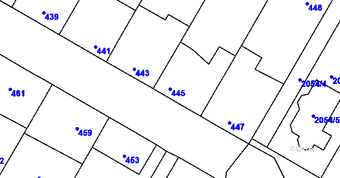 Parcela st. 445 v KÚ Vacenovice u Kyjova, Katastrální mapa