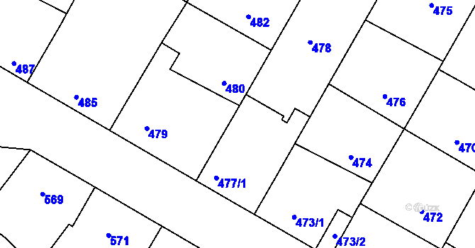 Parcela st. 477/2 v KÚ Vacenovice u Kyjova, Katastrální mapa