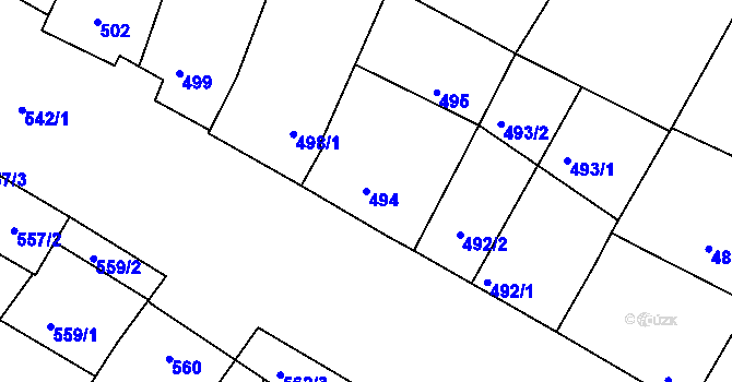 Parcela st. 494 v KÚ Vacenovice u Kyjova, Katastrální mapa