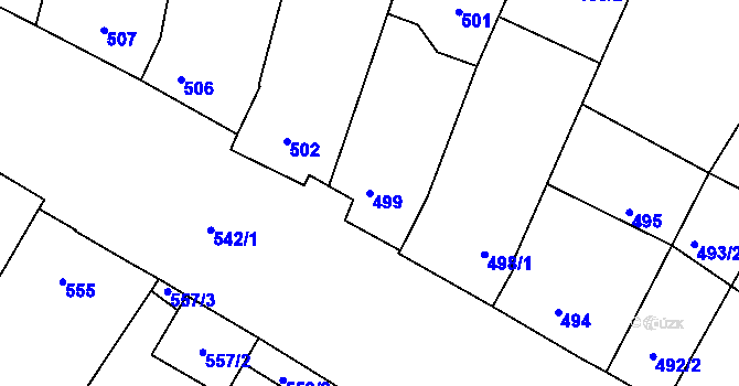Parcela st. 499 v KÚ Vacenovice u Kyjova, Katastrální mapa
