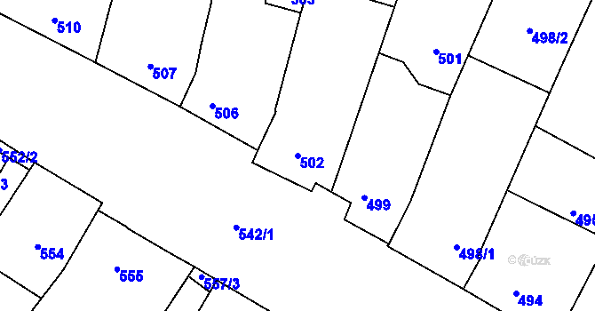 Parcela st. 502 v KÚ Vacenovice u Kyjova, Katastrální mapa