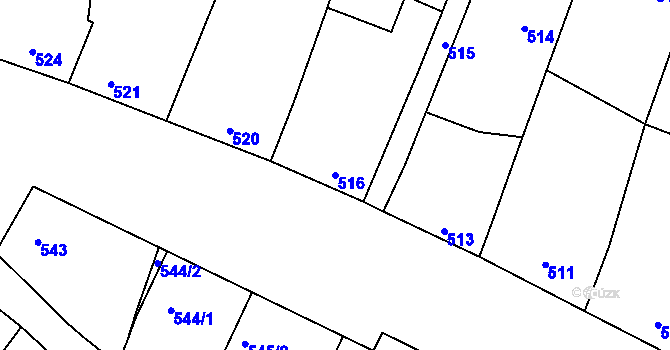 Parcela st. 516 v KÚ Vacenovice u Kyjova, Katastrální mapa