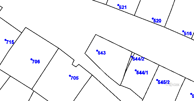 Parcela st. 543 v KÚ Vacenovice u Kyjova, Katastrální mapa