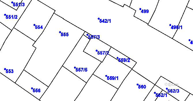Parcela st. 557/2 v KÚ Vacenovice u Kyjova, Katastrální mapa