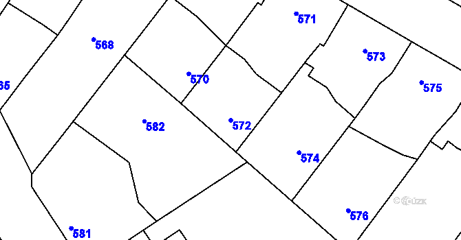 Parcela st. 572 v KÚ Vacenovice u Kyjova, Katastrální mapa