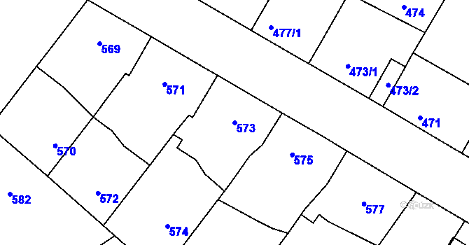 Parcela st. 573 v KÚ Vacenovice u Kyjova, Katastrální mapa