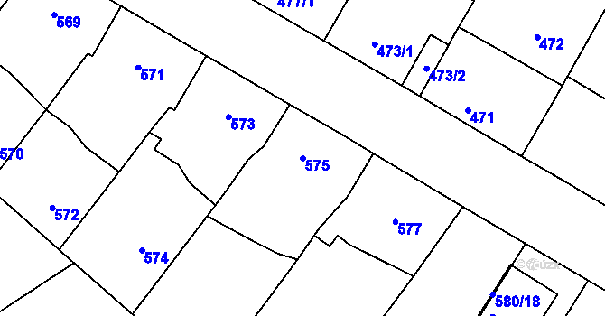 Parcela st. 575 v KÚ Vacenovice u Kyjova, Katastrální mapa
